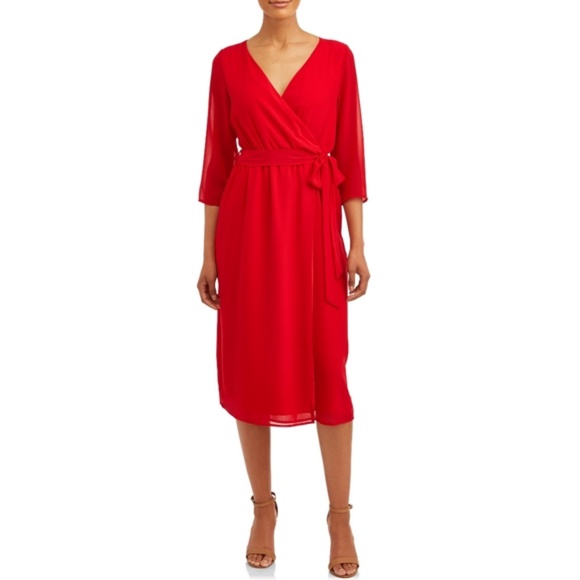 Love, Sadie: Red Chiffon Dress-Size Medium - Picture 1 of 6